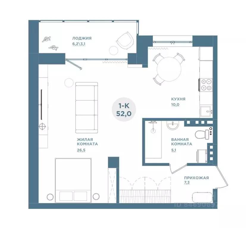 1-к кв. Красноярский край, Красноярск Свердловская ул., 6Е (52.0 м) - Фото 1