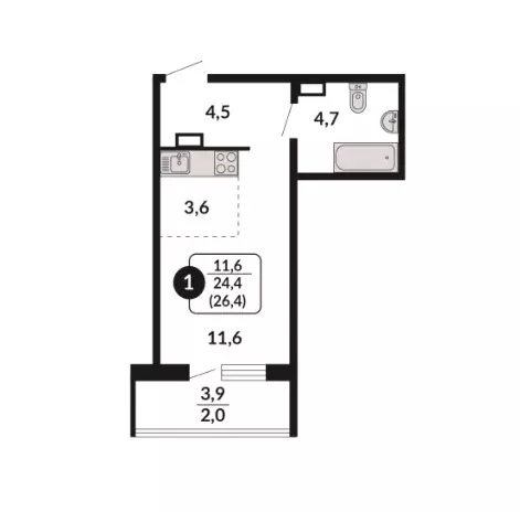 Продаётся квартира-студия, 26.4 м - Фото 0