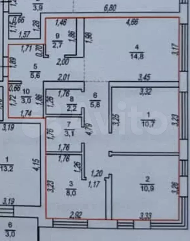 3-к. квартира, 66,8 м, 3/9 эт. - Фото 0