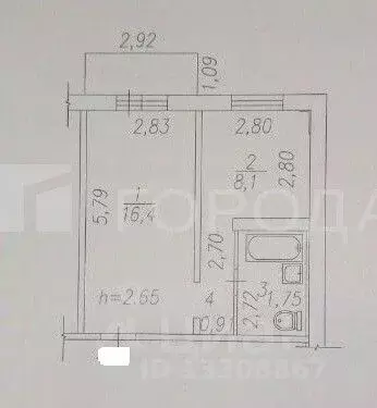 1-к кв. Кемеровская область, Новокузнецк ул. Климасенко, 21А (31.8 м) - Фото 1