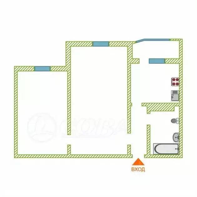 2-к кв. Тюменская область, Тюмень ул. Федюнинского, 54 (58.7 м) - Фото 2