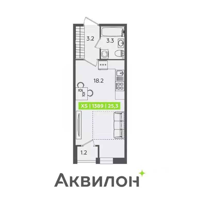 Студия Санкт-Петербург Планерная ул., 87к1 (25.3 м) - Фото 0