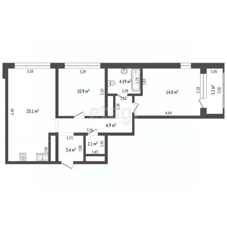 2-к кв. Тюменская область, Тюмень ул. Щербакова, 136 (61.0 м) - Фото 2