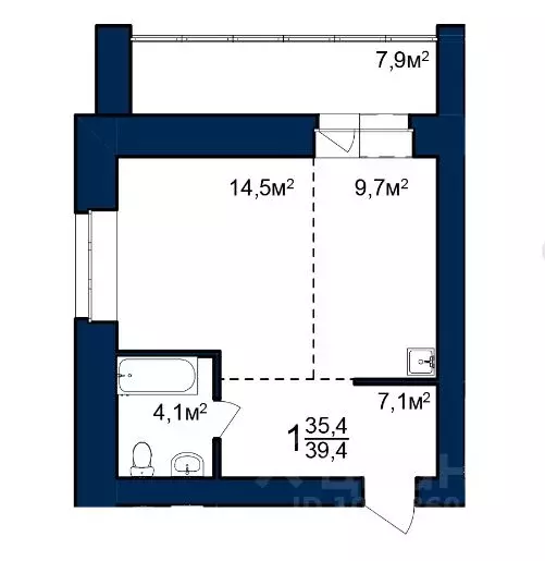 Студия Амурская область, Благовещенск 224-й кв-л,  (39.4 м) - Фото 0