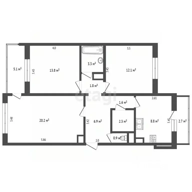3-к кв. Крым, Черноморское пгт ул. Димитрова, 18 (75.1 м) - Фото 2