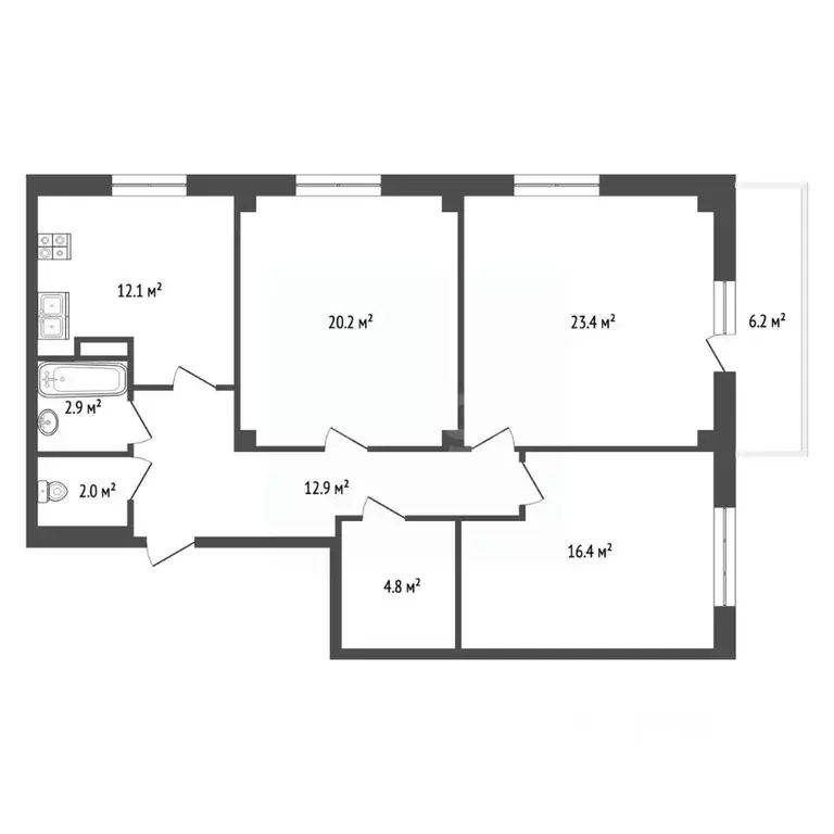 4-к кв. Ростовская область, Ростов-на-Дону просп. 40-летия Победы, ... - Фото 2