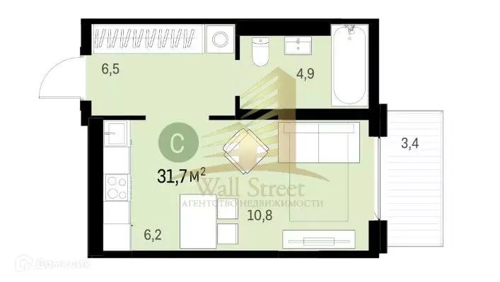 Продаётся квартира-студия, 31.7 м - Фото 0
