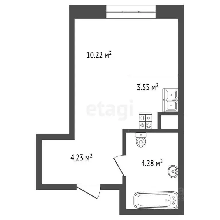 Студия Тюменская область, Тюмень ул. Тимофея Чаркова, 93 (22.2 м) - Фото 2