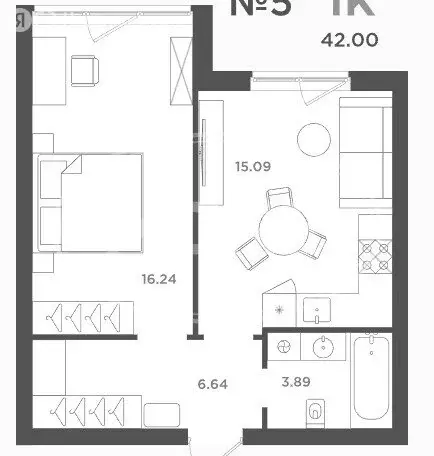 1-комнатная квартира: Калининградская область, Гурьевский ... - Фото 1