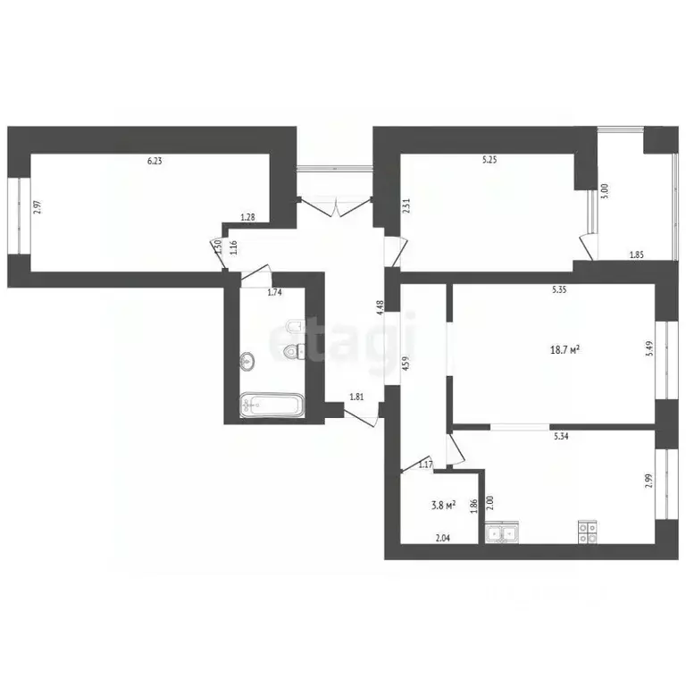3-к кв. Тюменская область, Тюмень ул. Ю.-Р.Г. Эрвье, 28к2 (88.6 м) - Фото 2