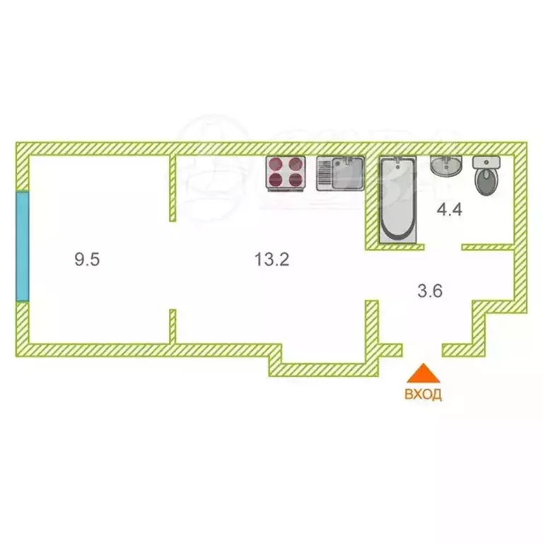 Квартира-студия: Тюмень, улица Республики, 204к12 (31 м) - Фото 1