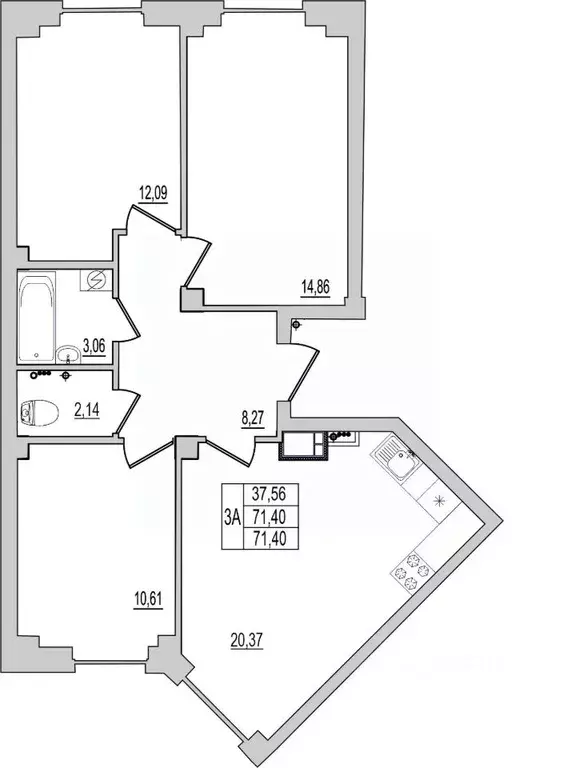 3-к кв. Псковская область, Псков Линейная ул., 87 (71.4 м) - Фото 0