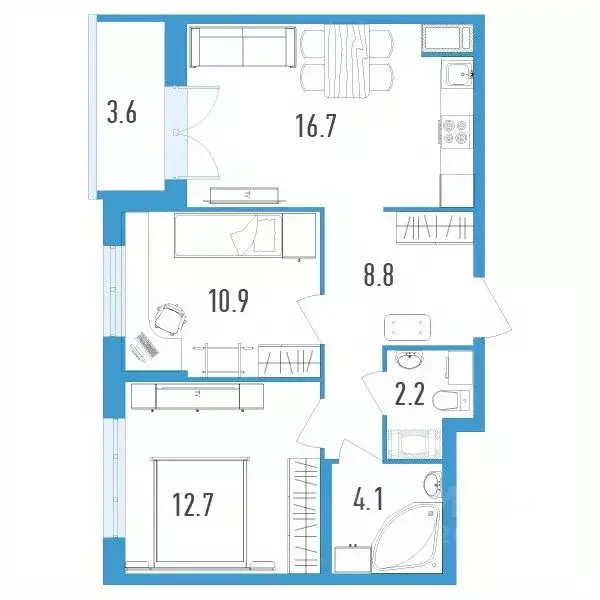 2-к кв. Санкт-Петербург ул. Вадима Шефнера, 4 (57.2 м) - Фото 0