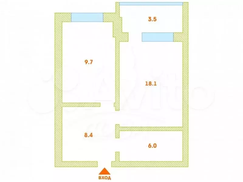 1-к. квартира, 42,3 м, 2/9 эт. - Фото 0