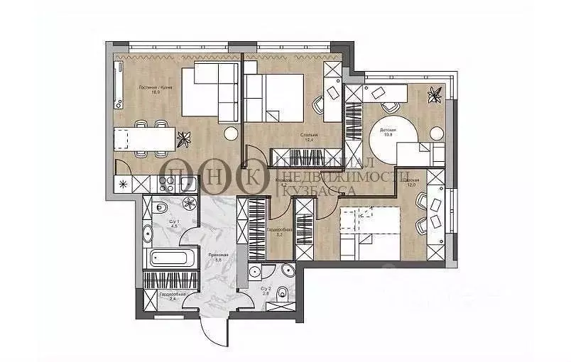 3-к кв. Кемеровская область, Кемерово ул. Дружбы, 28/6 (79.0 м) - Фото 1