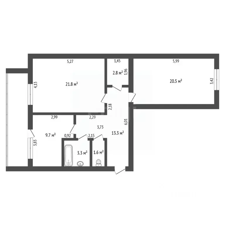 2-к кв. Амурская область, Благовещенск Амурская ул., 270/1 (77.3 м) - Фото 2