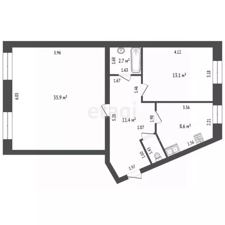2-к кв. Ямало-Ненецкий АО, Новый Уренгой Юбилейный мкр, 5/2А (73.0 м) - Фото 2