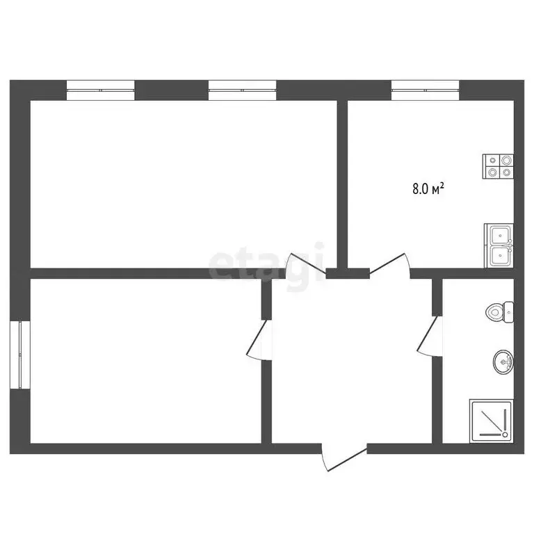 2-комнатная квартира: Нарткала, улица Горького, 1 (48.1 м) - Фото 1