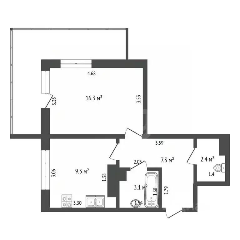 1-к кв. Крым, Феодосия ул. Грина, 43 (38.4 м) - Фото 2