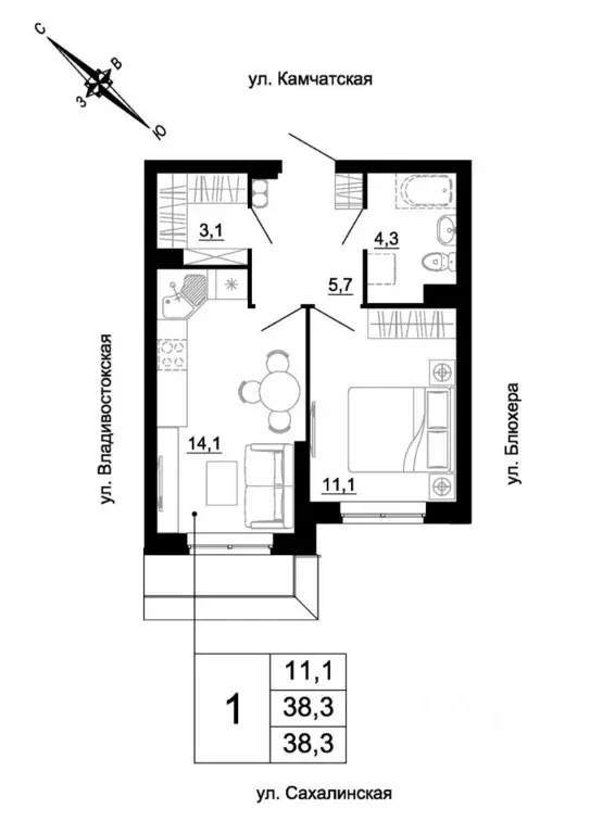 1-к кв. Свердловская область, Екатеринбург ул. Кронштадтская (38.3 м) - Фото 1