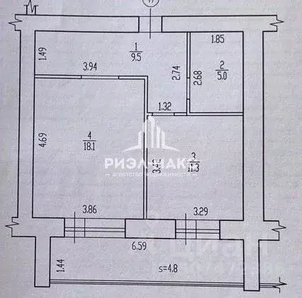 1-к кв. Брянская область, Брянск ул. Тютчева, 1 (48.6 м) - Фото 1