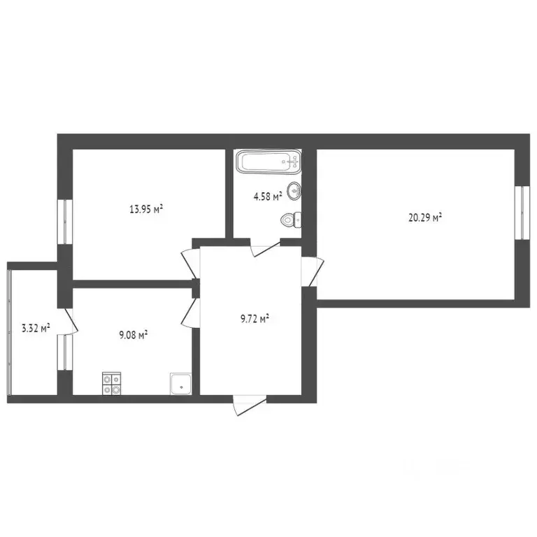 2-к кв. Тюменская область, Тюмень Амурская ул., 39 (58.0 м) - Фото 1