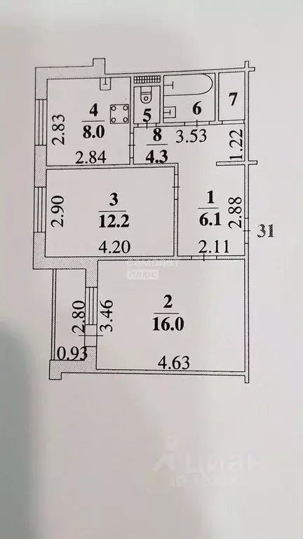 2-к кв. Липецкая область, Липецк ул. А.Г. Стаханова, 8 (51.6 м) - Фото 2