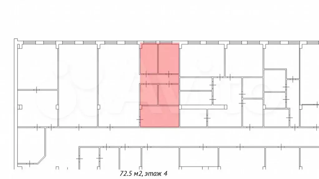 Офис 72.5 м, 4 этаж здания, кабинетная планировка - Фото 0