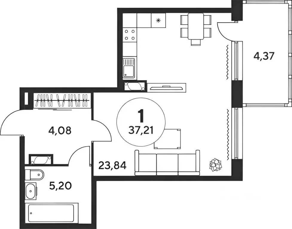 1-к кв. Ростовская область, Ростов-на-Дону просп. Сиверса, 26 (36.0 м) - Фото 2