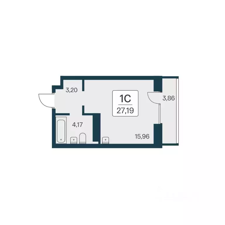 Студия Новосибирская область, Новосибирск Игарская ул., 19/4 (27.19 м) - Фото 1