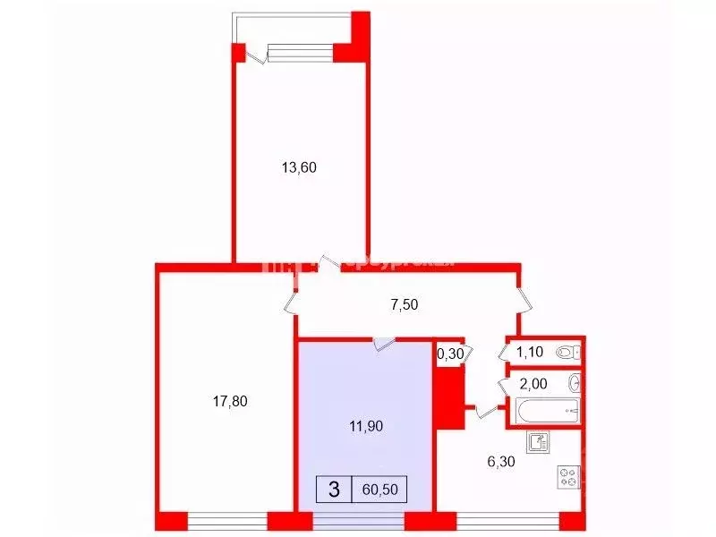 Комната Санкт-Петербург Гражданский просп., 129К2 (11.9 м) - Фото 2