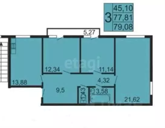 3-к кв. Костромская область, Кострома Пятницкая ул., 28Вк1 (76.3 м) - Фото 2