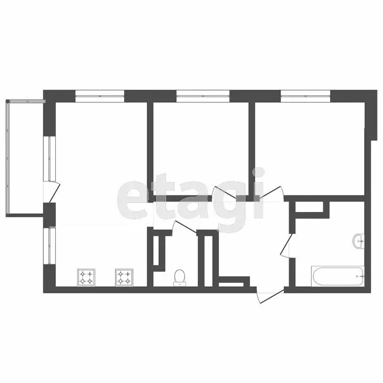 2-комнатная квартира: Дударева, улица Сергея Джанбровского, 13 (60.3 ... - Фото 2