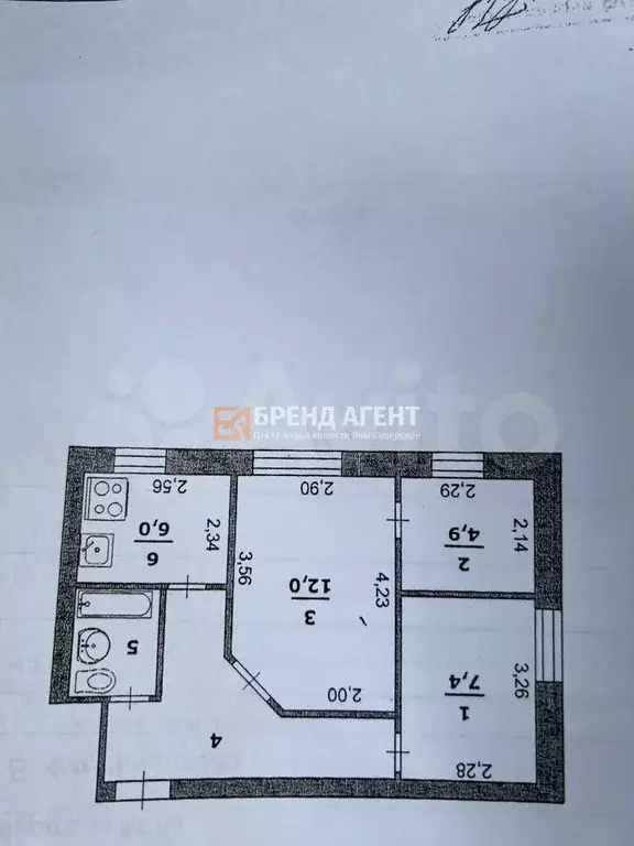 3-к. квартира, 41,1 м, 4/5 эт. - Фото 0