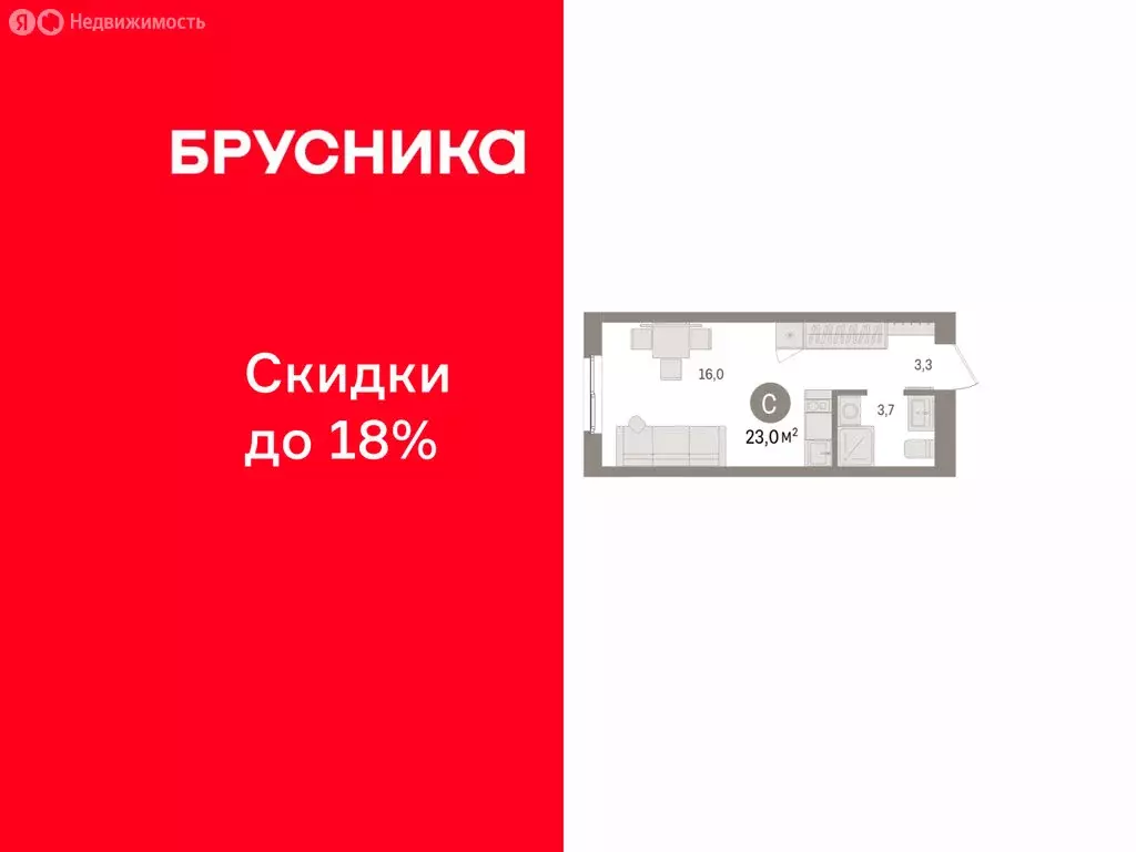 Квартира-студия: Пермь, улица Солдатова (22.97 м) - Фото 1