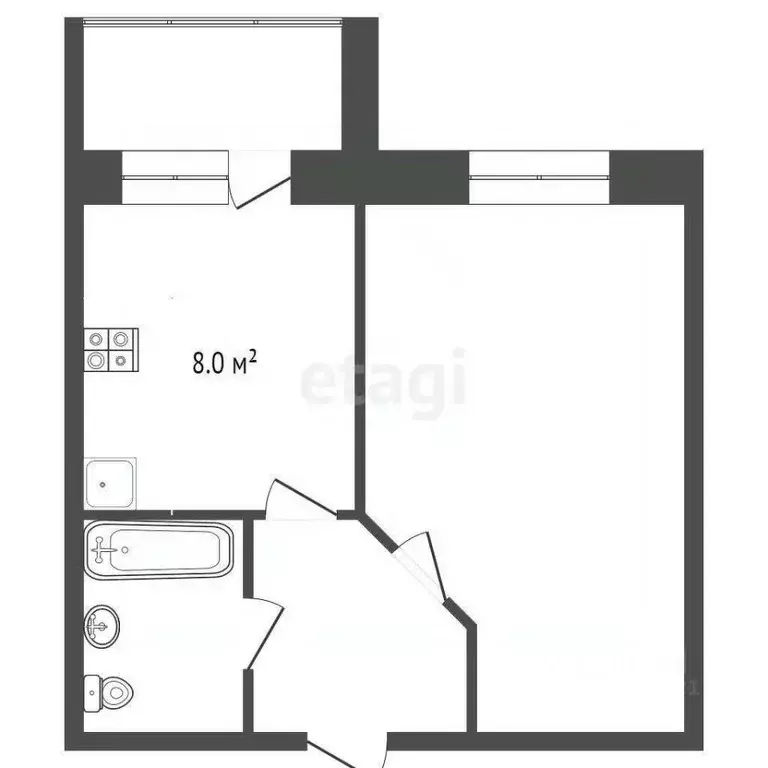 1-к кв. Марий Эл, Йошкар-Ола ул. Петрова, 32А (30.0 м) - Фото 1