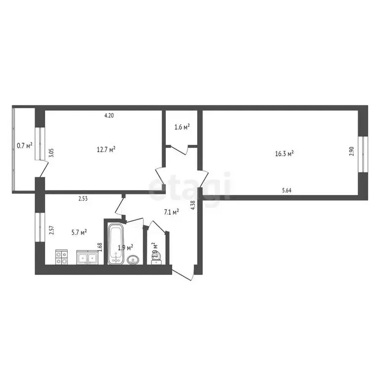 2-комнатная квартира: Луховицы, улица Мира, 34 (47 м) - Фото 1
