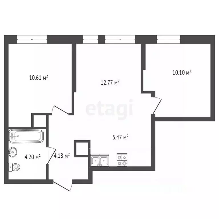 2-к кв. Тюменская область, Тюмень Харьковская ул., 74 (50.0 м) - Фото 2