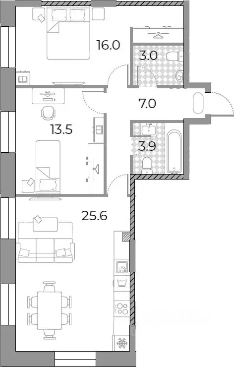 2-к кв. Москва ул. Родченко, 2 (69.0 м) - Фото 1