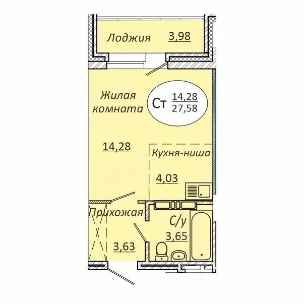 Студия Новосибирская область, Новосибирск 2-я Воинская ул., 51 (27.58 ... - Фото 0