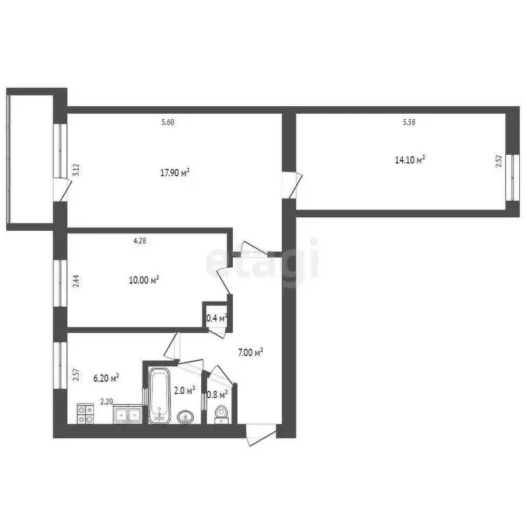 3-комнатная квартира: Севастополь, улица Адмирала Юмашева, 26 (59.1 м) - Фото 0