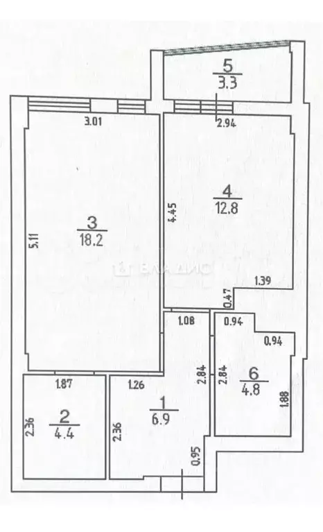 1-к кв. Калининградская область, Калининград ул. Гайдара, 90 (50.4 м) - Фото 2
