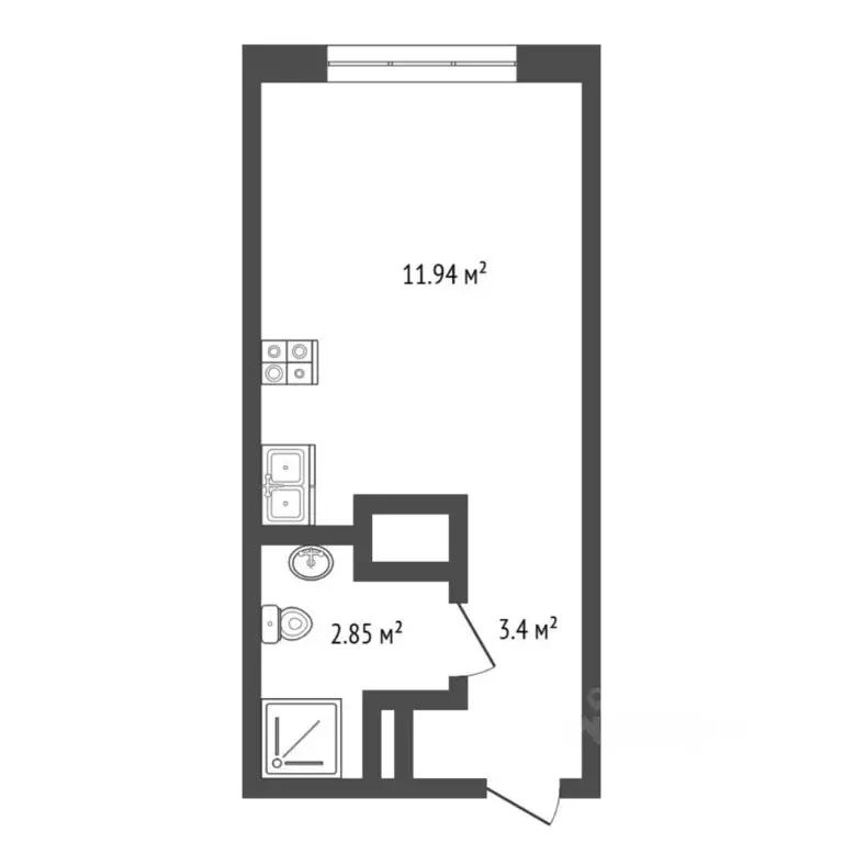 Студия Тюменская область, Тюмень ул. Первооткрывателей, 14 (17.8 м) - Фото 2