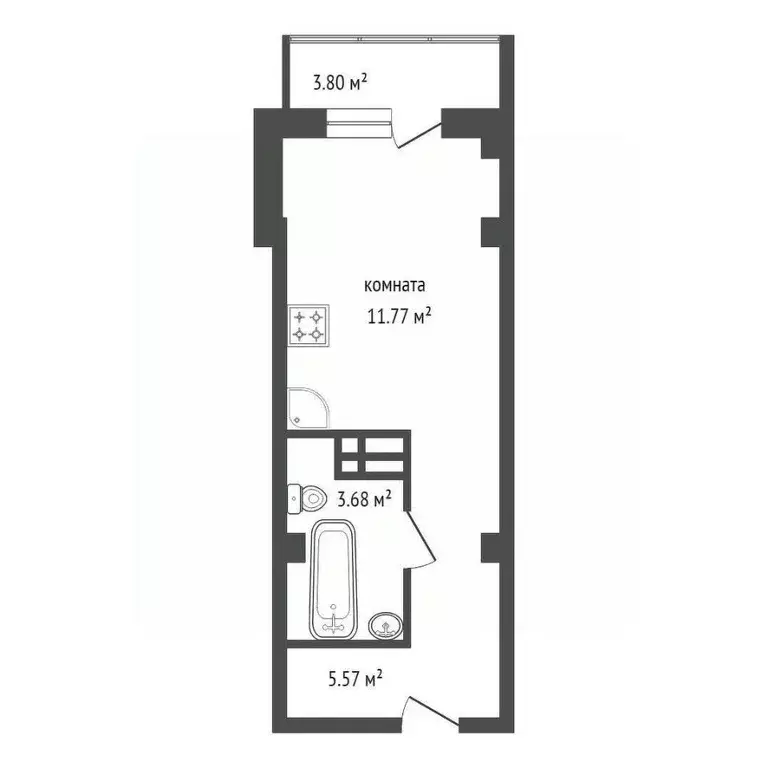 Студия Красноярский край, Красноярск Норильская ул., 3И (23.5 м) - Фото 2