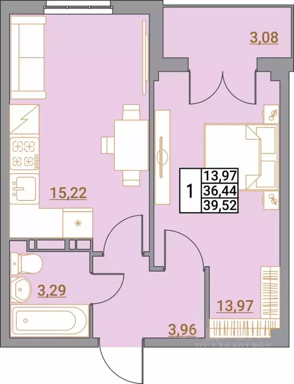 1-к кв. Волгоградская область, Волгоград Гагринская ул., 20 (39.52 м) - Фото 1