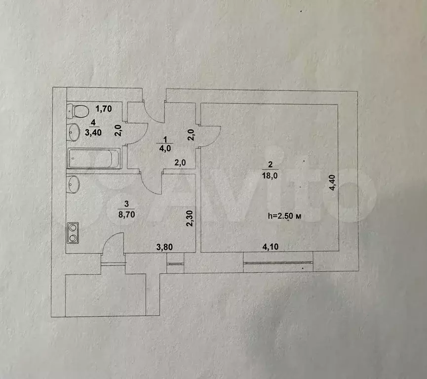 1-к. квартира, 34,1 м, 5/5 эт. - Фото 0