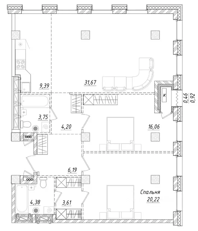 2-к кв. Приморский край, Владивосток ул. Достоевского (99.6 м) - Фото 1