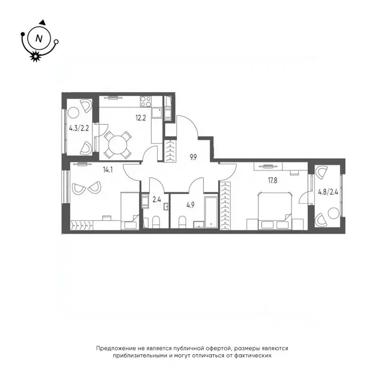 2-к кв. Омская область, Омск Зеленая река мкр, 13 (65.9 м) - Фото 0