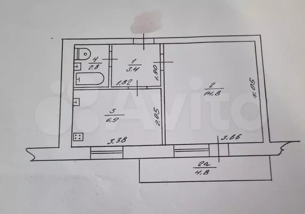 1-к. квартира, 27,9 м, 8/9 эт. - Фото 0