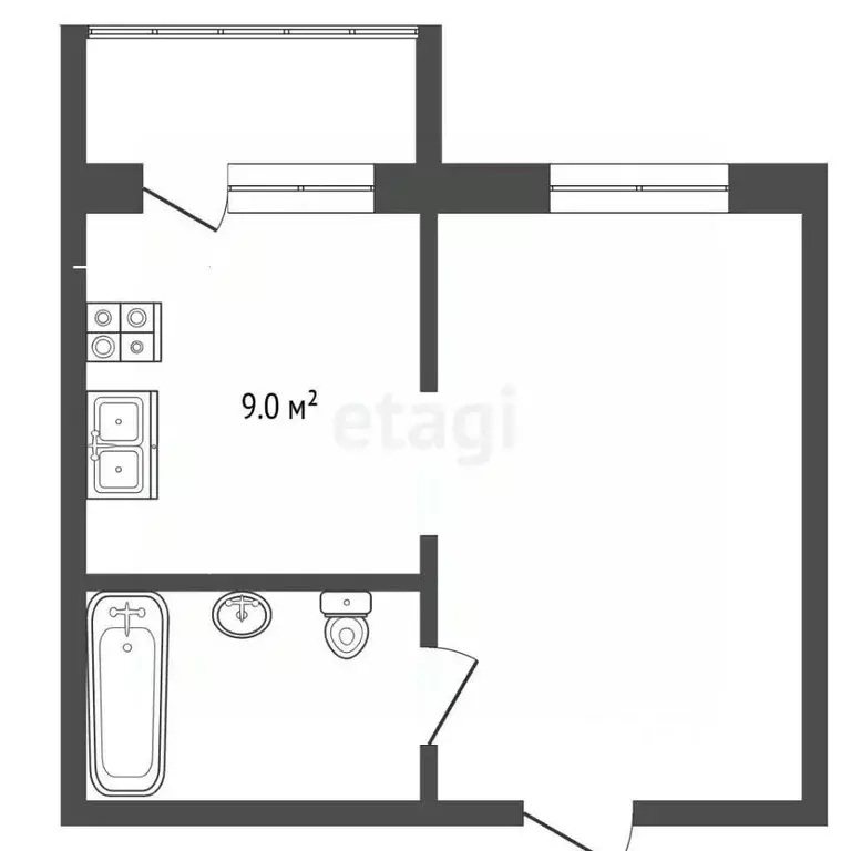 Студия Крым, Сакский район, с. Фрунзе ул. Мира (30.8 м) - Фото 2